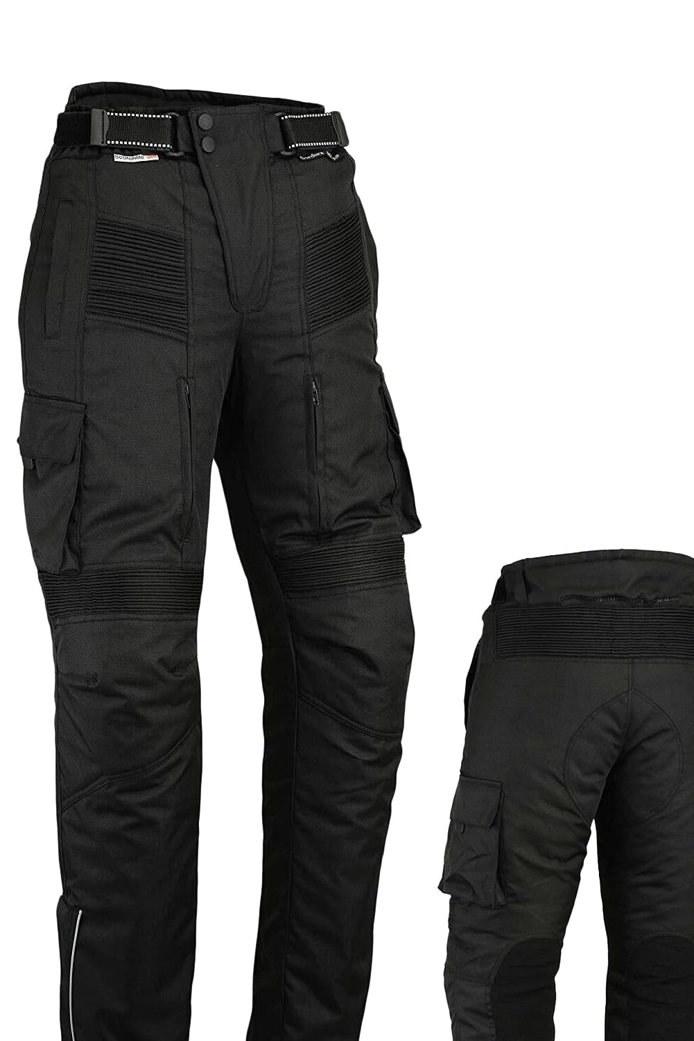 Motorcycle Black Cargo Trousers CE Armoured Waterproof Cordura & Spandex CE-1621-1 (M 32"/81cm - Leg 34"/86cm) von Bikers Gear