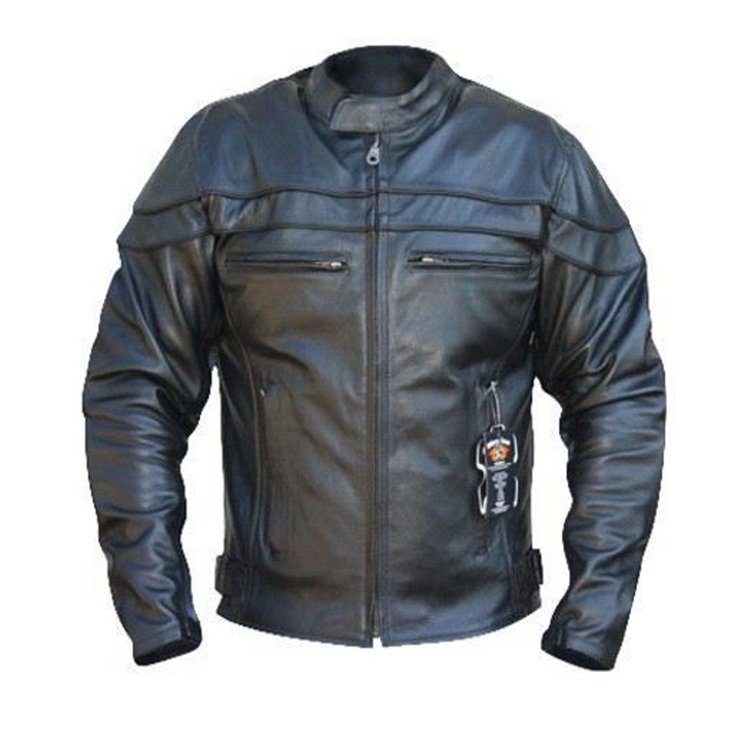 Sturgis (Monza Naked Rindsleder CE und belüftet Motorrad Jacke schwarz schwarz XXX-Large von Bikers Gear