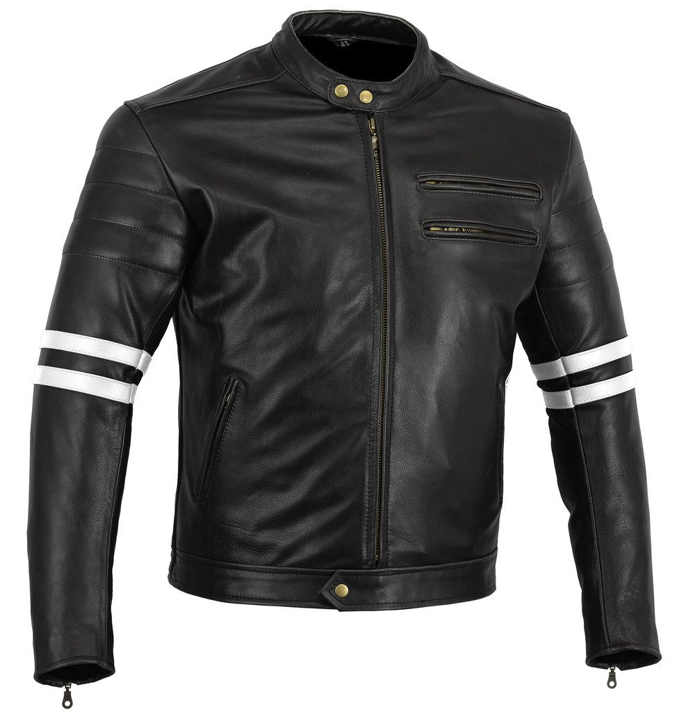 Bikers Gear UK -Schwarz weiß - Herren Lederjacke - Cafe Racer Mattes Leder - CE-Protektoren EU 62 6XL Bikers Gear UK -Schwarz weiß - Herren Lederjacke - Cafe Racer Mattes Leder - CE-Protektoren EU 62 6XL von Bikers Gear UK