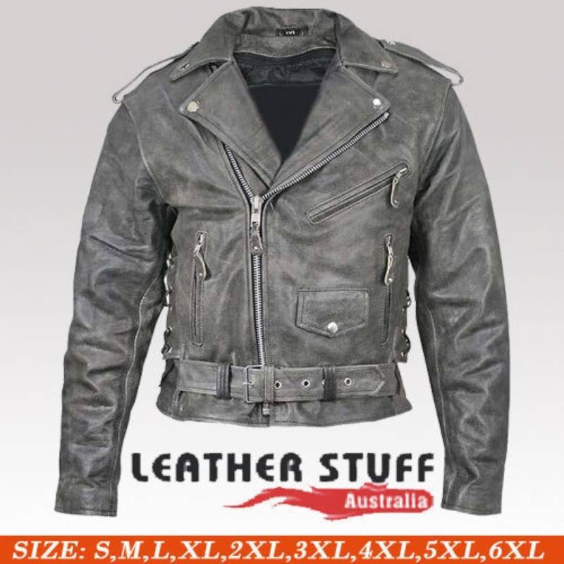 Bikers Gear Australia Classic Vintage Distressed Brando Style Leder Harley Cruiser Jacke mit CE 1621-1 Rüstung (4XL 48"-121cm) von Bikers Gear Australia