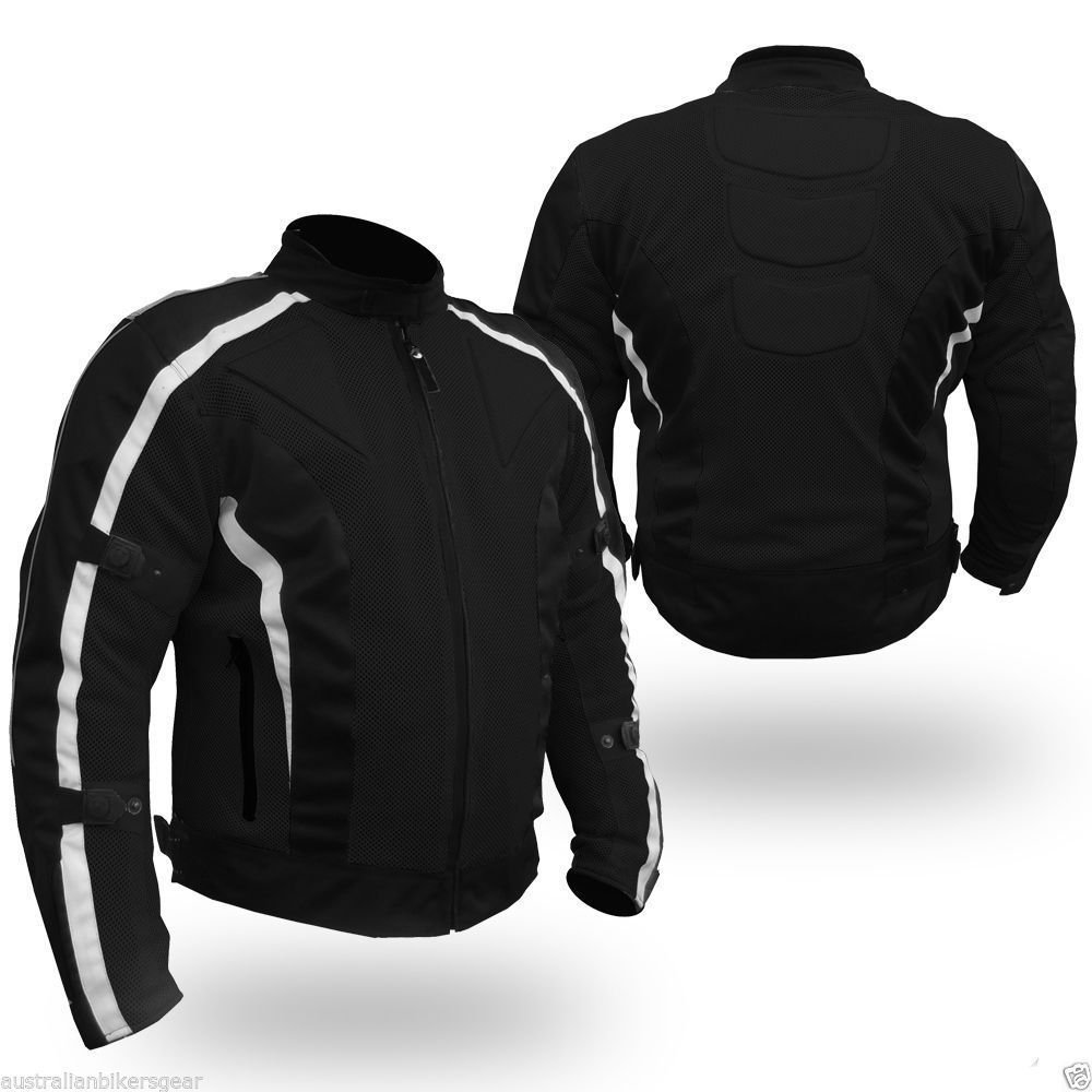 Chicane Race Mesh Air Flow Jacket Black & White Waterproof & Armoured CE-1621-1 (6XL 52"/132cm) von Bikers Gear Australia