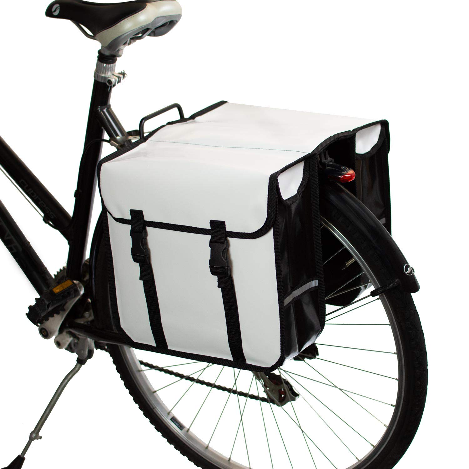 BikyBag Classic CW – wasserdichte Fahrrad-Doppeltasche, Fahrradtasche, Fahrrad, Pendler, Einkaufstasche, (Weiß) von BikyBag
