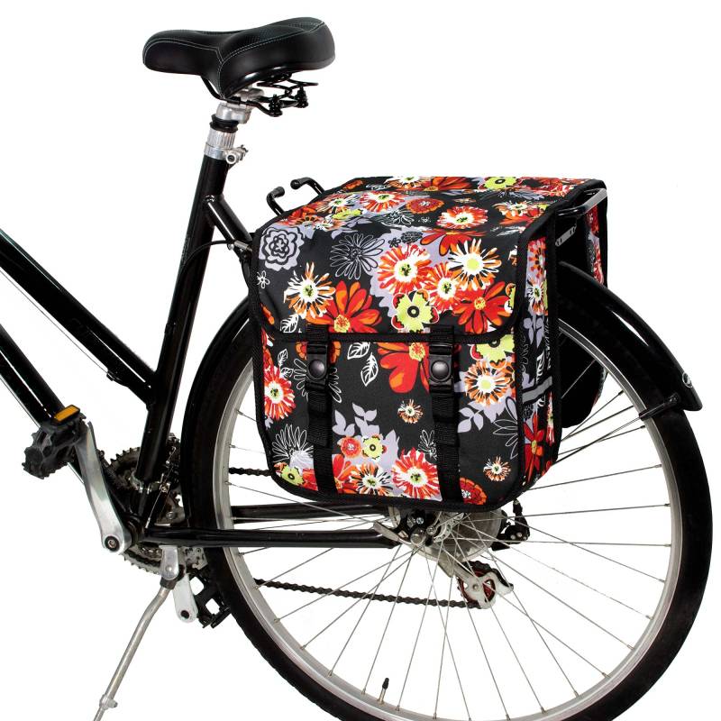 BikyBag Classic - Doppel Fahrradtasche Gepacktragertasche (Classic CE - Rote Wiese) von BikyBag