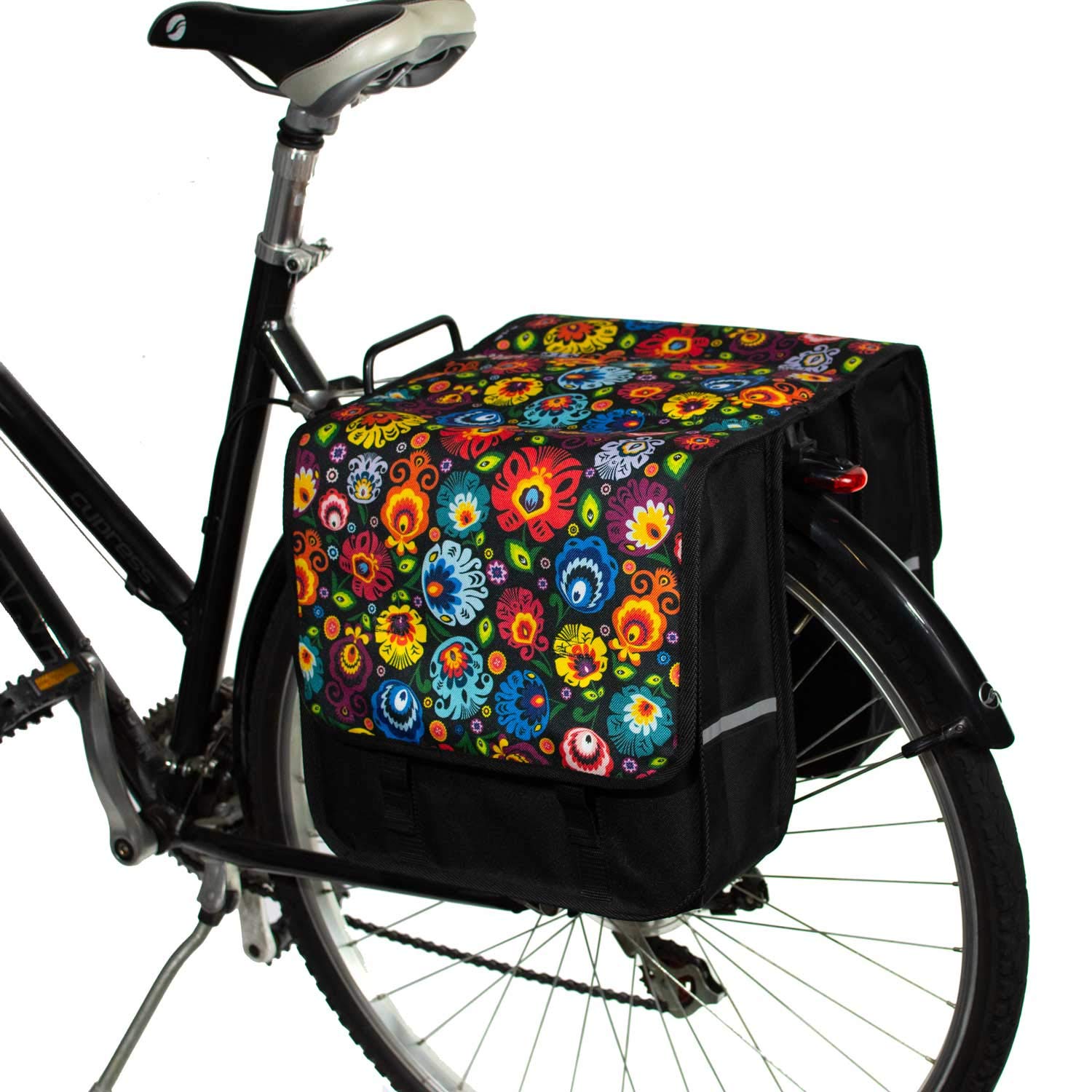 BikyBag Classic CL - Doppel Fahrradtasche Gepacktragertasche (Folklore-Blumen) von BikyBag