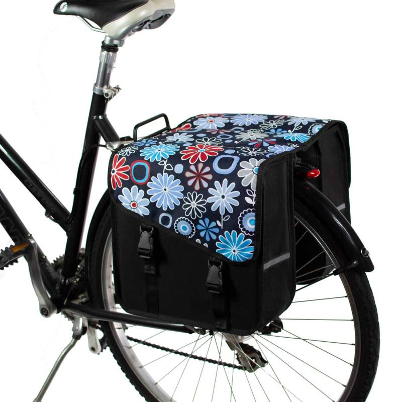 BikyBag Classic CS - Doppel Fahrradtasche Gepäckträgertasche (Gänseblümchen-Blumen) von BikyBag