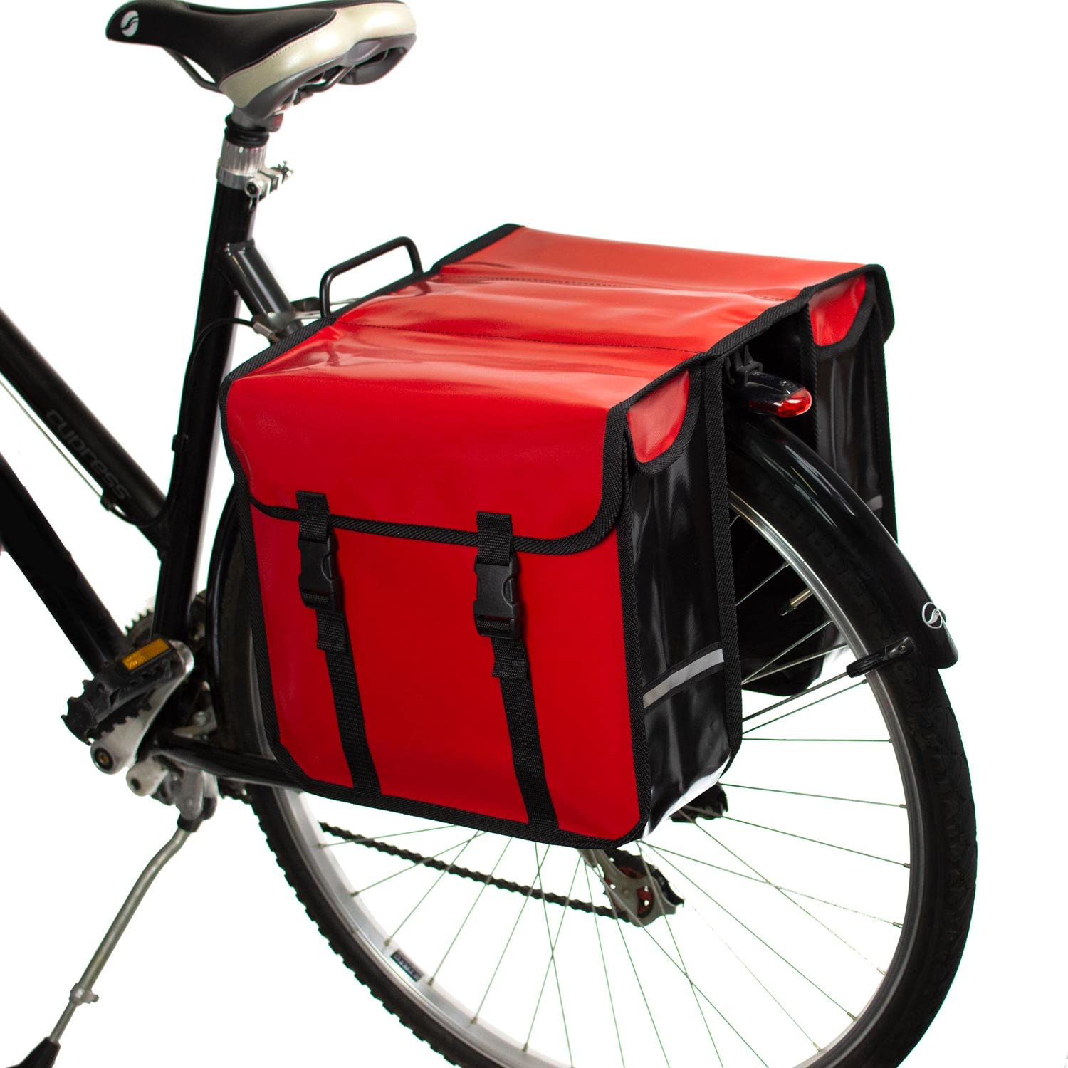 BikyBag Classic CW – wasserdichte Fahrrad-Doppeltasche, Fahrradtasche, Fahrrad, Pendler, Einkaufstasche, (Rot) von BikyBag