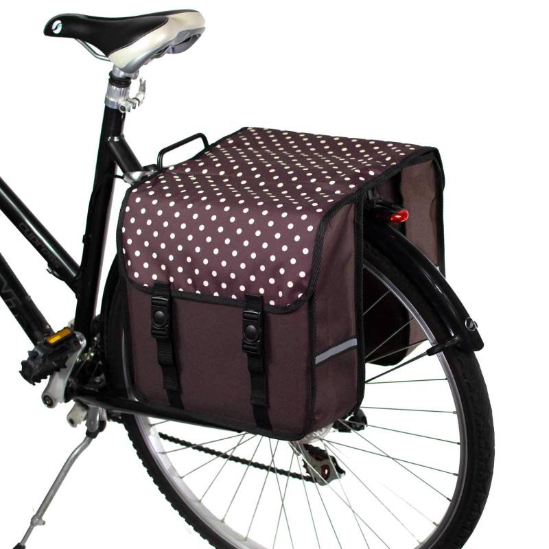 BikyBag Classic - Doppel Fahrradtasche Gepacktragertasche (Classic - Braune Tupfen) von BikyBag