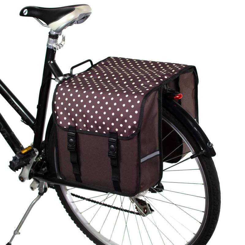 BikyBag Classic - Doppel Fahrradtasche Gepacktragertasche (Braune Tupfen) von BikyBag