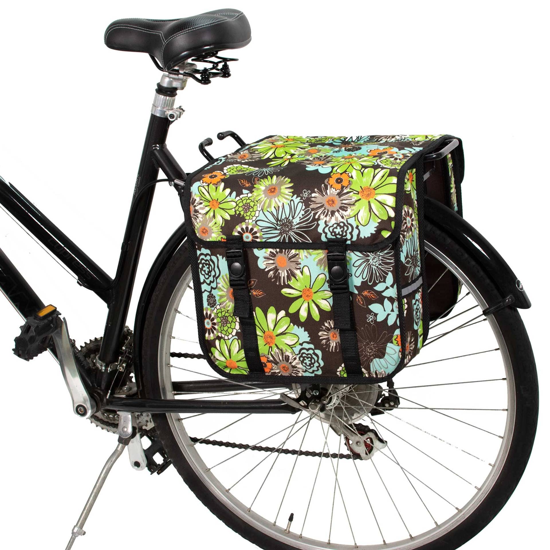 BikyBag Classic - Fahrrad Doppelpacktaschen für Fahrradheckträger (Grüne Wiese) von BikyBag