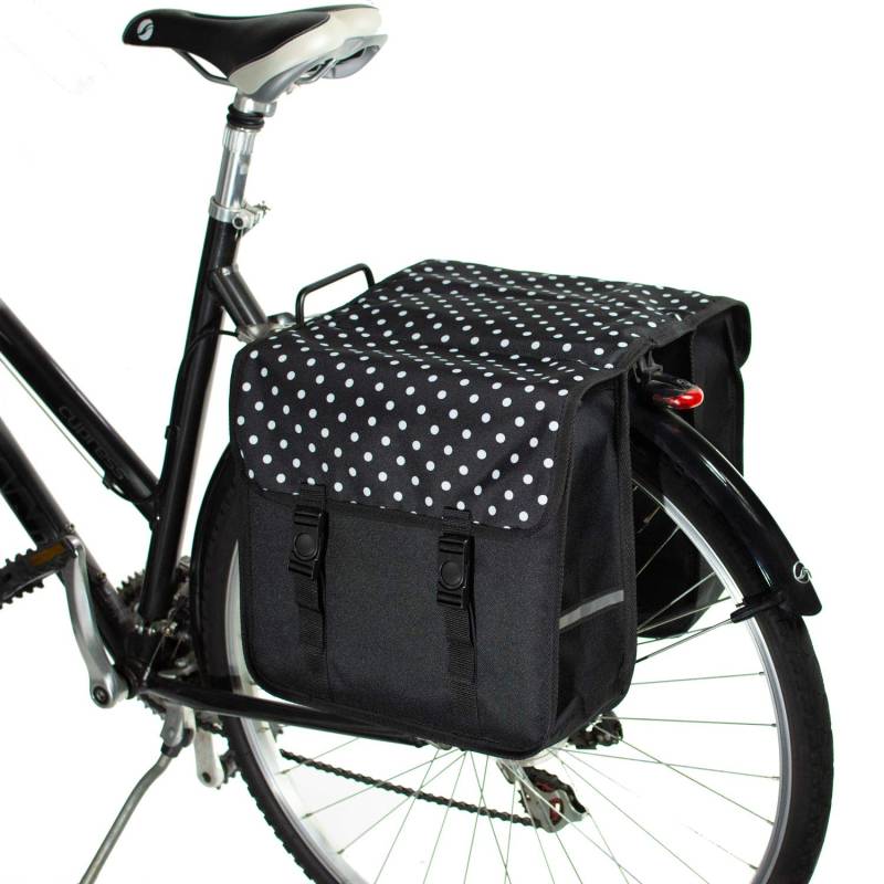 BikyBag Classic - Doppel Fahrradtasche Gepacktragertasche (Classic - Weiße Tupfen) von BikyBag