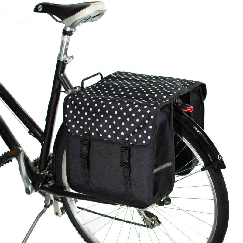 BikyBag Classic - Doppel Fahrradtasche Gepacktragertasche (Weiße Tupfen) von BikyBag