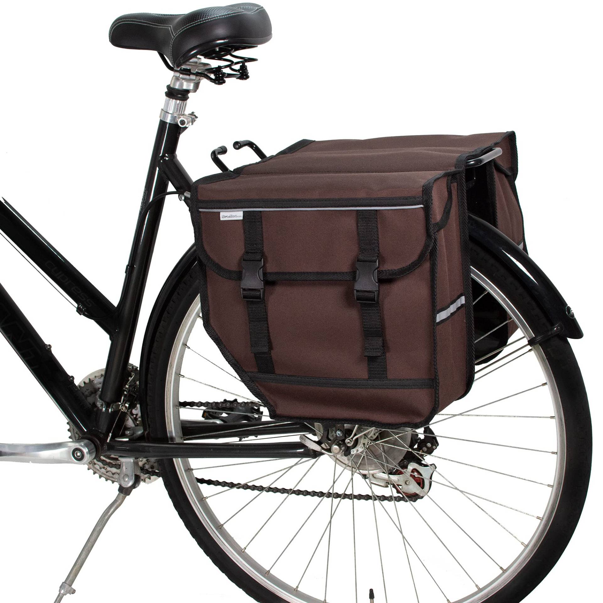 BikyBag Model M – Doppelte Fahrradtaschen für Gepäckträger (Braun) von BikyBag