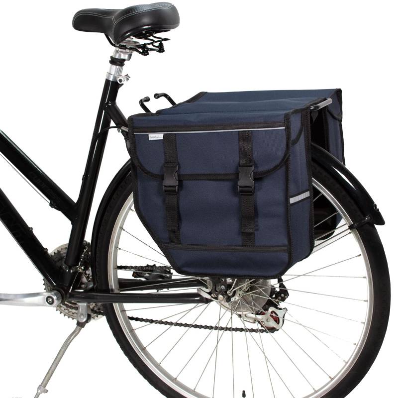 BikyBag Model M – Doppelte Fahrradtaschen für Gepäckträger (Dunkelblau) von BikyBag