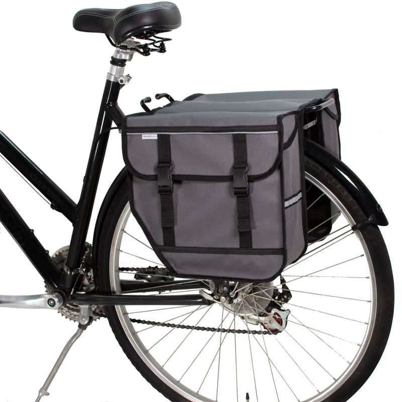 BikyBag Model M – Doppelte Fahrradtaschen für Gepäckträger (Grau) von BikyBag