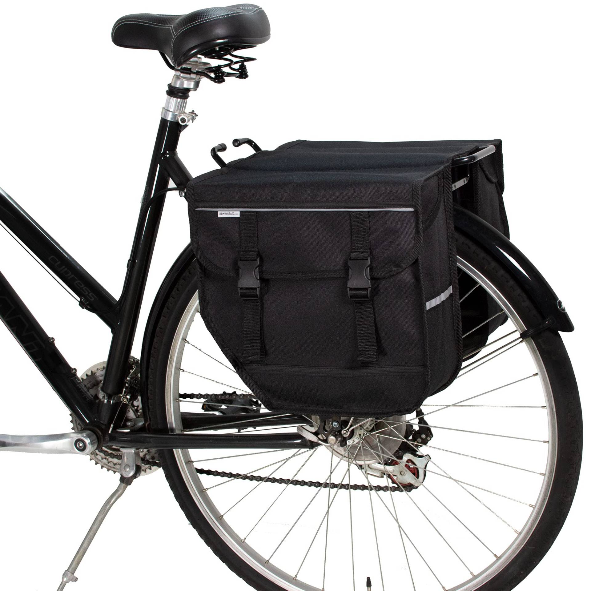BikyBag Model M – Doppelte Fahrradtaschen für Gepäckträger (Schwarz) von BikyBag