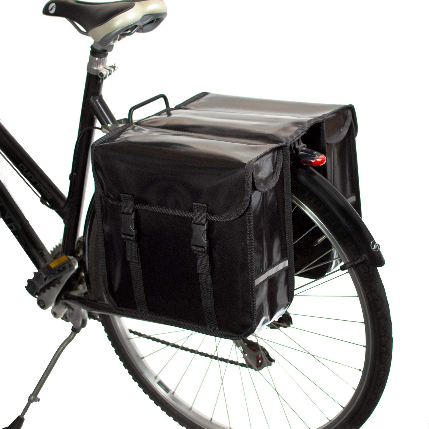 BikyBag Classic CW – wasserdichte Fahrrad-Doppeltasche, Fahrradtasche, Fahrrad, Pendler, Einkaufstasche, (Schwarz) von BikyBag