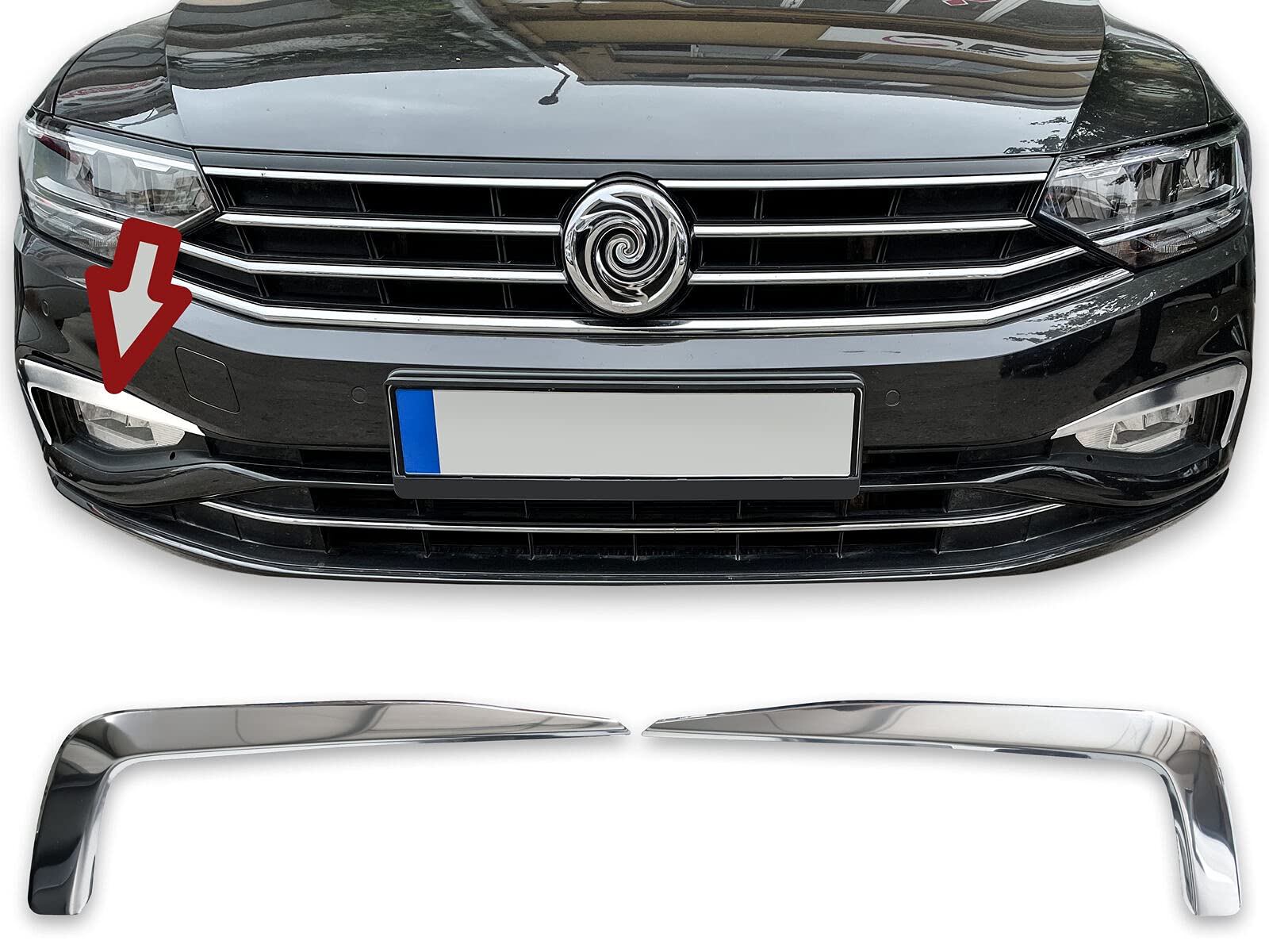 Recambo Edelstahl Nebelscheinwerfer Umrandung chrom für VW Passat B8 Facelift | ab 2020> von Bilutza