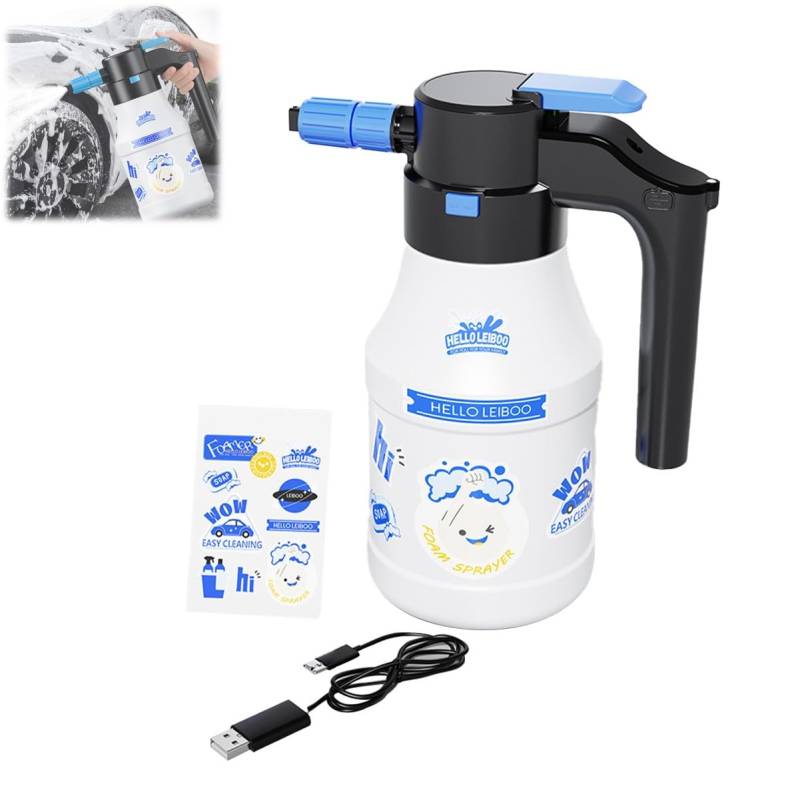 Autowaschsprüher Tragbarer Autowaschschäumer USB Aufladbarer Schaumsprüher Hochdruck-Detailing Applikator Sprüher für Autos Schaumreiniger Spender (A) von Bimhayuu