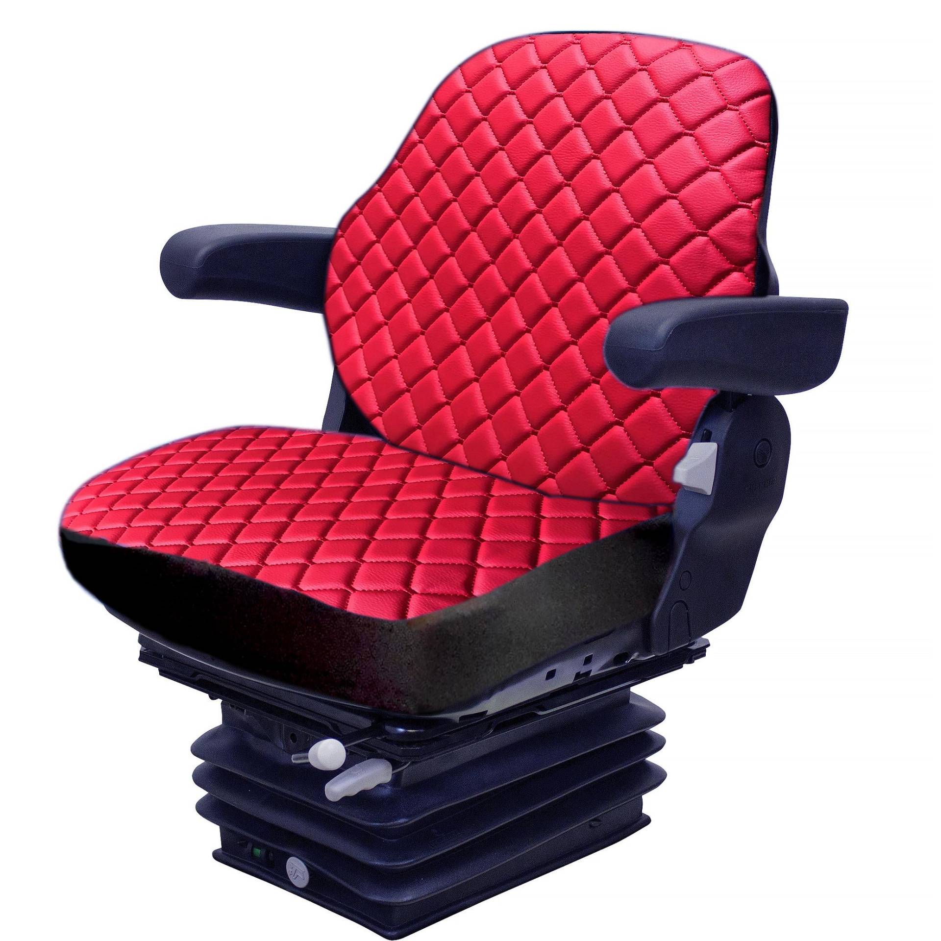 Binbir Trend Strapazierfähiger Traktorsitzbezug für Schranktraktoren ohne Kopfstütze, Gabelstapler-Sitzbezug, Camuflage Muster, 4 Farben (rotes Leder Kapitone), c2t-100 von Binbir Trend