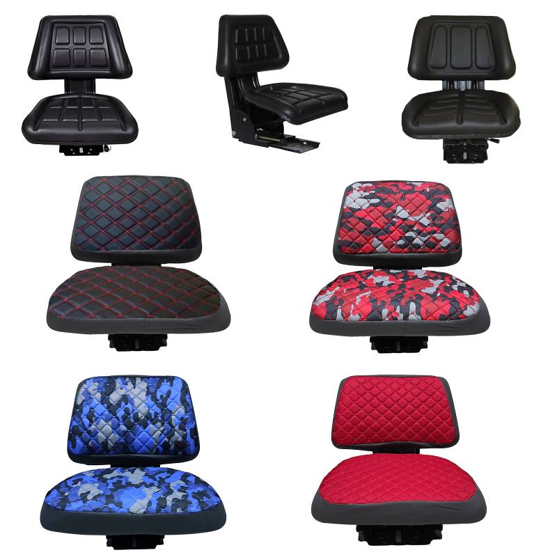 Binbir Trend Strapazierfähiger universeller Traktor-Sitzbezug für Traktoren mit flachen Sitzen, Gabelstapler-Sitzbezug, Camuflage-Muster, 4 Farben (schwarzes gesteppter) von Binbir Trend