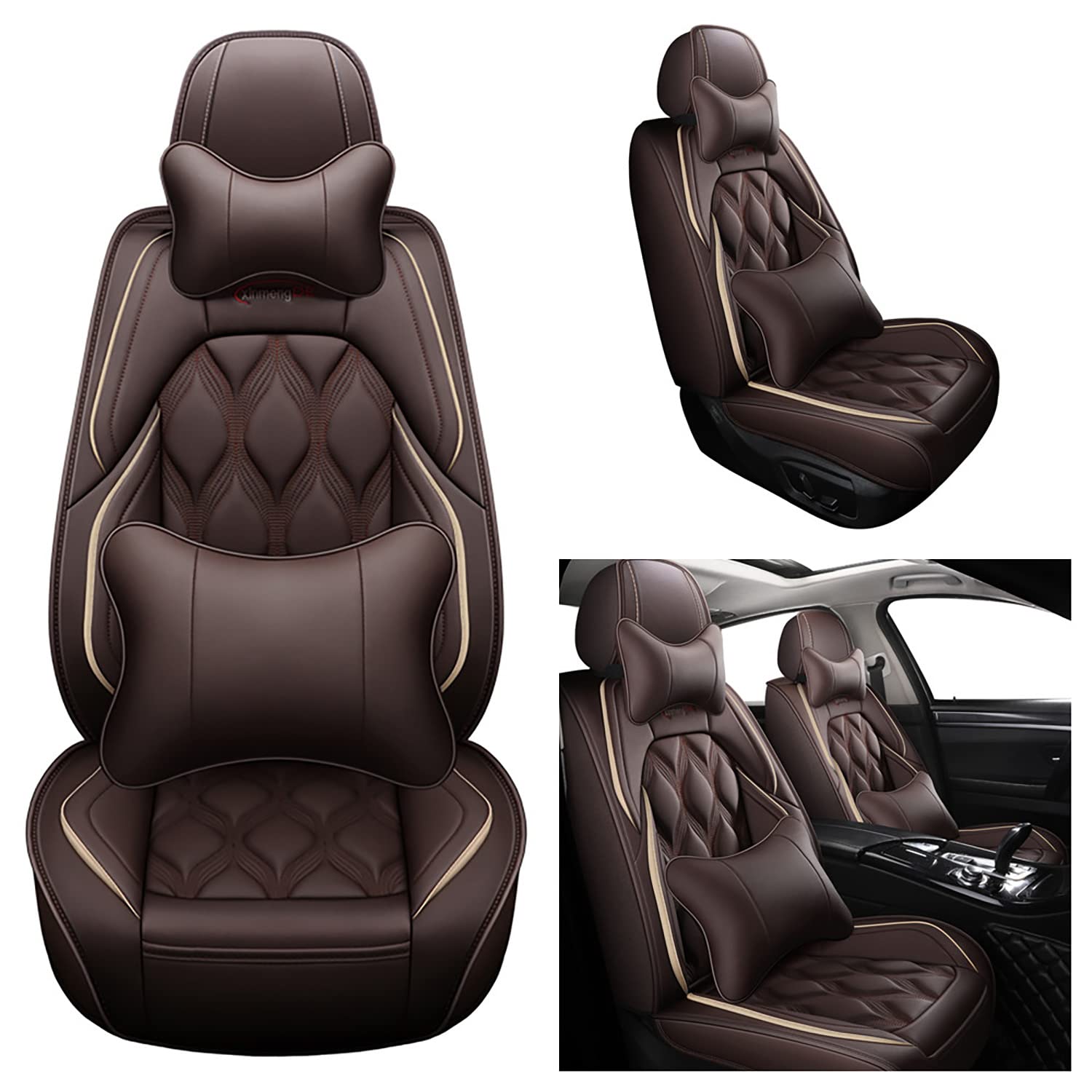 Bincun Sitzbezüge Auto Autositzbezüge Universal Set für Audi a5 b9/a5 sportback/a5 s-line/a5 Quattro/a5 sline Auto Zubehör,Luxus braun von Bincun