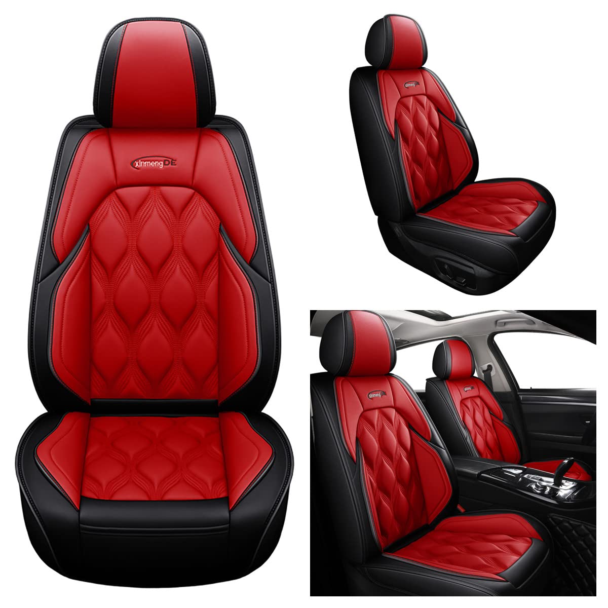 Bincun Sitzbezüge Auto Autositzbezüge Universal Set für FIAT Coupe / 124 Spider / 124 GT / 500/500(332) / 500 Cabrio(332) / 500C Auto Zubehör, Rot von Bincun