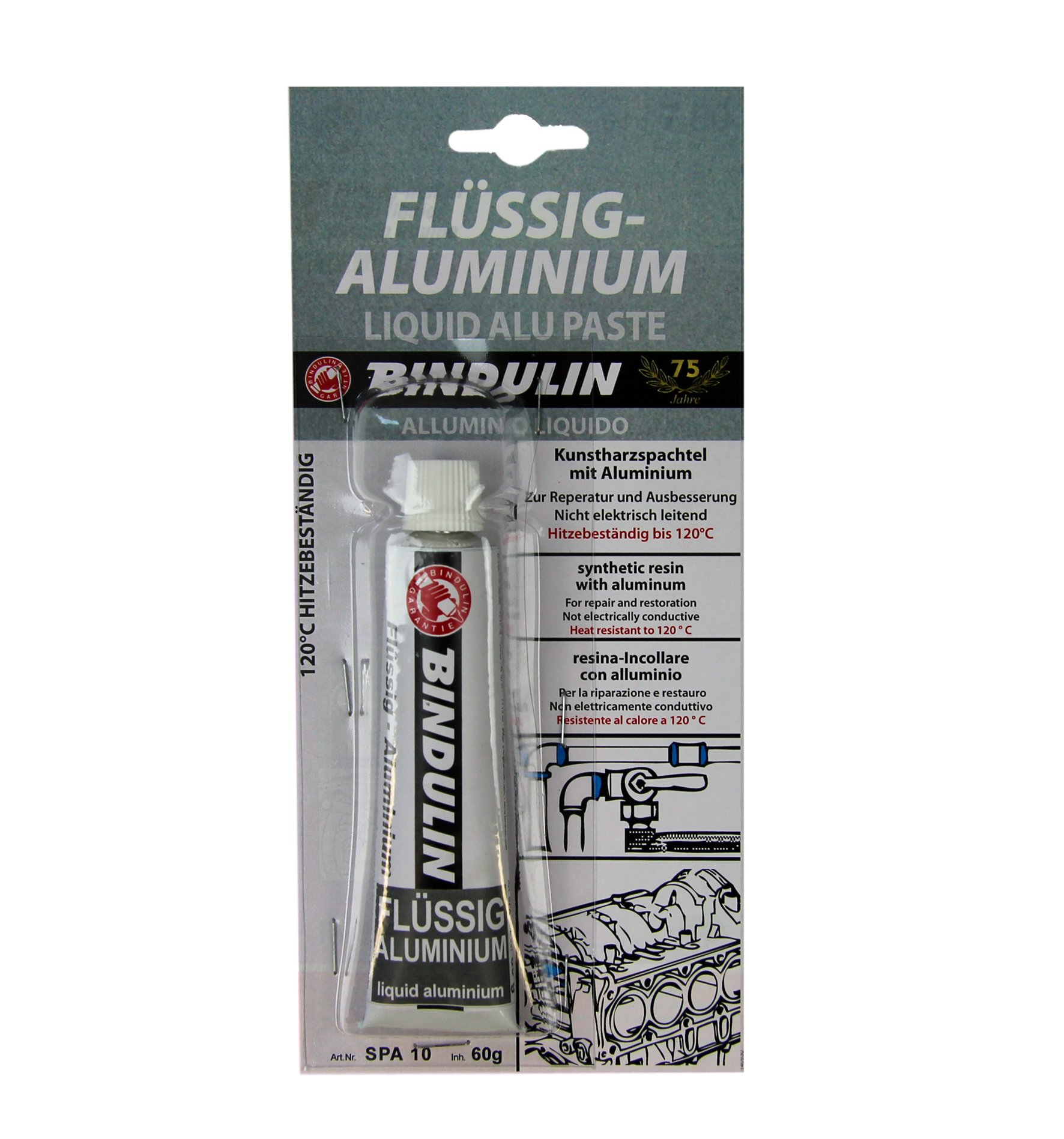 Flüssig Aluminium 60 g gebrauchsfertige Reparaturmasse aus Kunstharzspachtel mit Aluminium besonders geeignet für Auto KFZ Wassersport Marine Alu-Felgen Yacht Modellbau - Markenware von Bindulin Flüssig Aluminium 60 g gebrauchsfertige Reparaturmasse aus Kunstharzspachtel mit Aluminium besonders geeignet für Auto KFZ Wassersport Marine Alu-Felgen Yacht Modellbau - Markenware von Bindulin von Bindulin