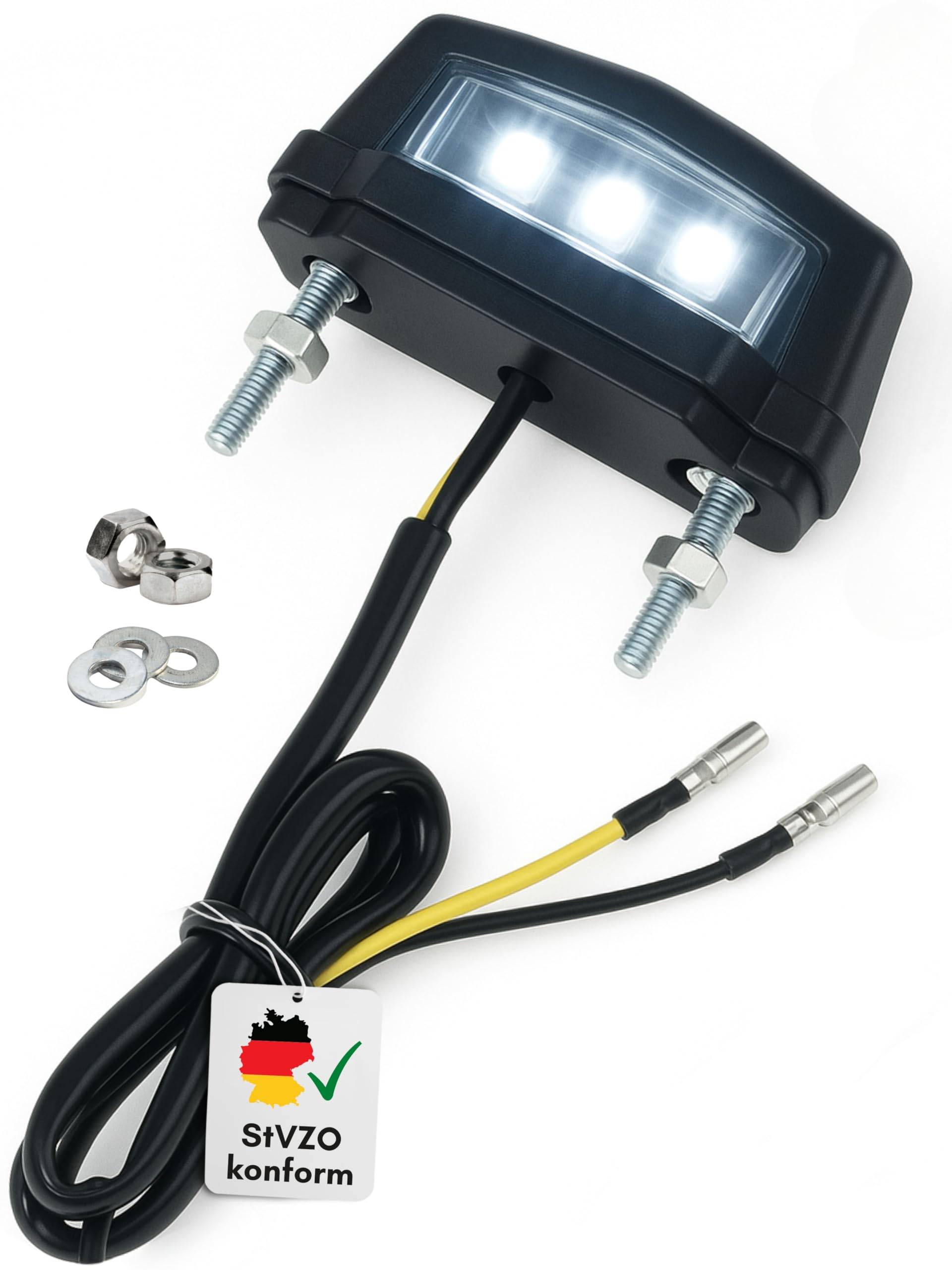 Binego® Motorrad Quad LED Kennzeichenbeleuchtung E Geprüft Nummernschildbeleuchtung Mini Weiß Klar ATV E24 ABE TÜV 12V von Binego