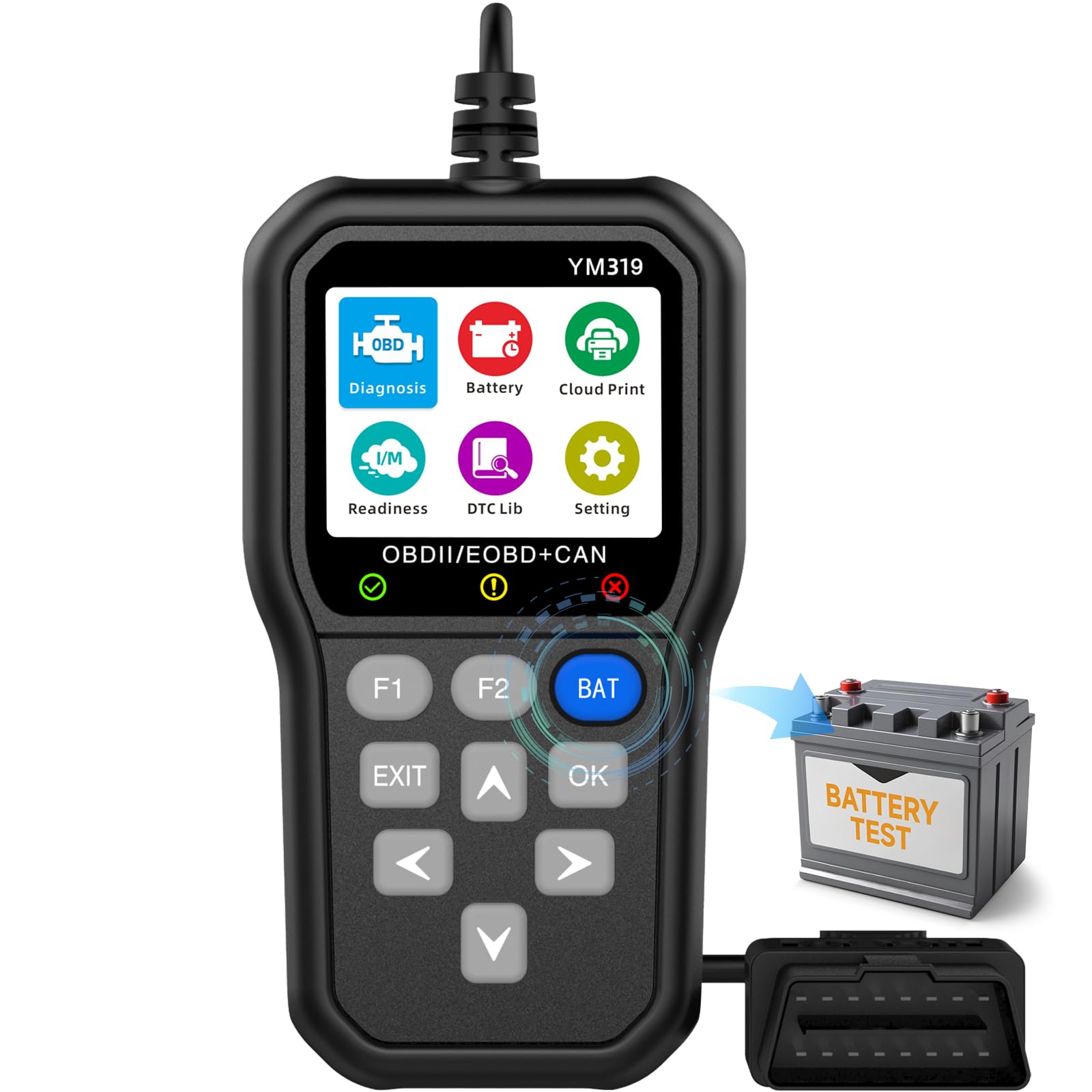 BingoHive OBD2-Scanner mit Batterie-Prüfvorrichtung für verbesserten OBD2-Scanner, Fahrzeug-Code-Leser für Check Engine Licht, Automotive OBD II Scanner Fehlerdiagnose, Mechanic Scan Tool BingoHive OBD2-Scanner mit Batterie-Prüfvorrichtung für verbesserten OBD2-Scanner, Fahrzeug-Code-Leser für Check Engine Licht, Automotive OBD II Scanner Fehlerdiagnose, Mechanic Scan Tool von BingoHive