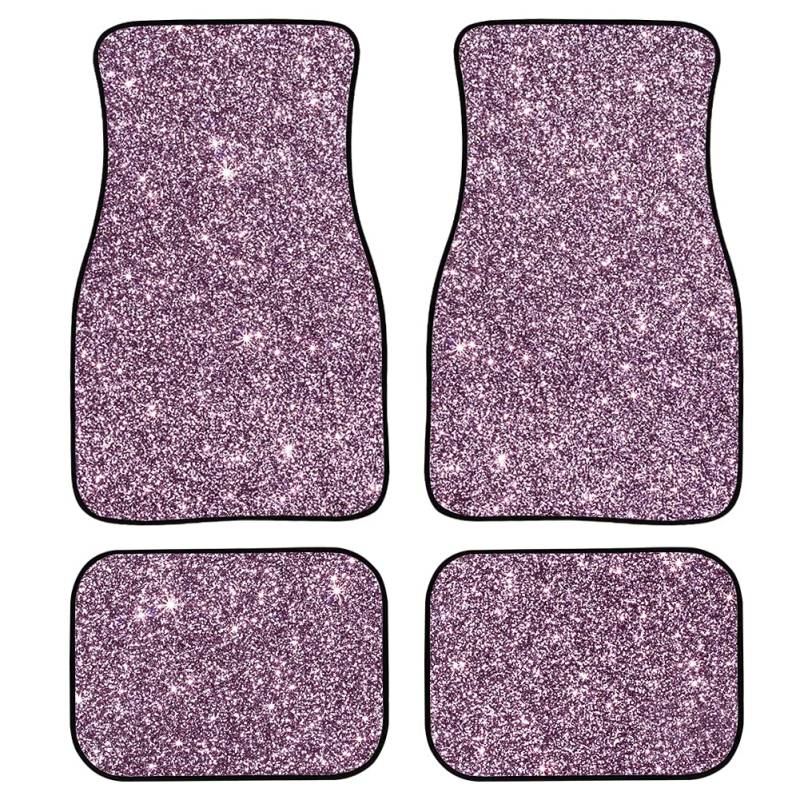 Binienty 4 Stück Auto Fußmatten Anti-Rutsch Gummimatten für Frauen Mädchen Bling Pink Design Auto Innenraum Dekor Zubehör Fußteppiche von Binienty