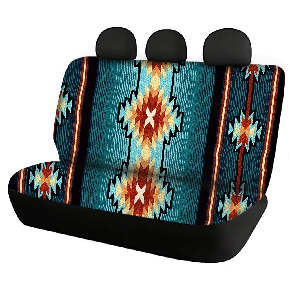 Binienty Baja Autositzbezug für Rücksitz, universelle Passform, Autobank, Sitzschutzbezug für Haustiere und Kinder, Navajo Aztekenmuster, geometrisches Design, 2-teiliges Set von Binienty