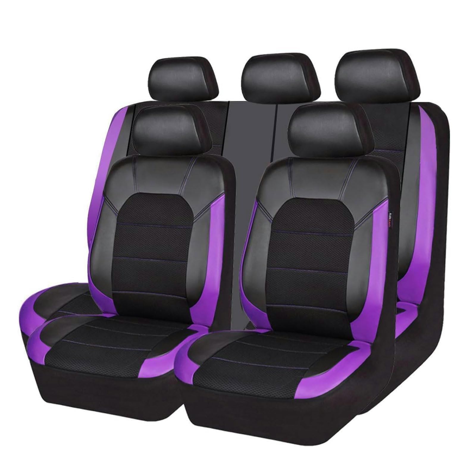 BioNyt Auto Sitzbezüge für Hyundai i10 i-10 / i10 N Line 2000-2023 2024, 9 Stück rutschfest Wasserdicht Atmungsaktiv Leder Autositzüberzug Sets, Innenraum Zubehör,Purple von BioNyt