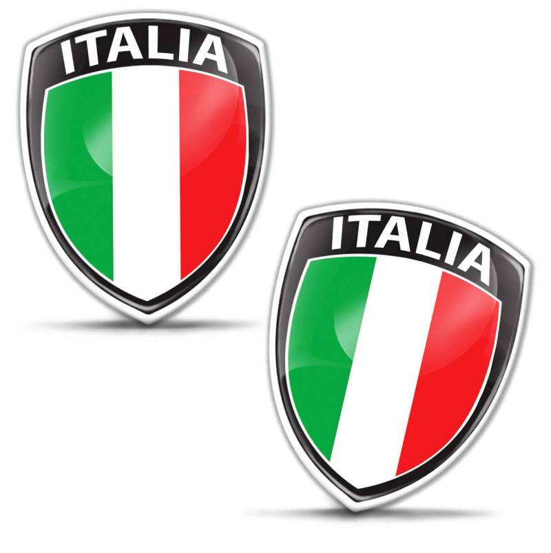 Biomar Labs 2 x Aufkleber 3D Gel Silikon Abzeichen Stickers Auto Motorrad Fahrrad Fenster Tür PC Handy Tablet Laptop Italy Italien Italienisch Italian Flagge Fahne Flag F 148 von Biomar Labs