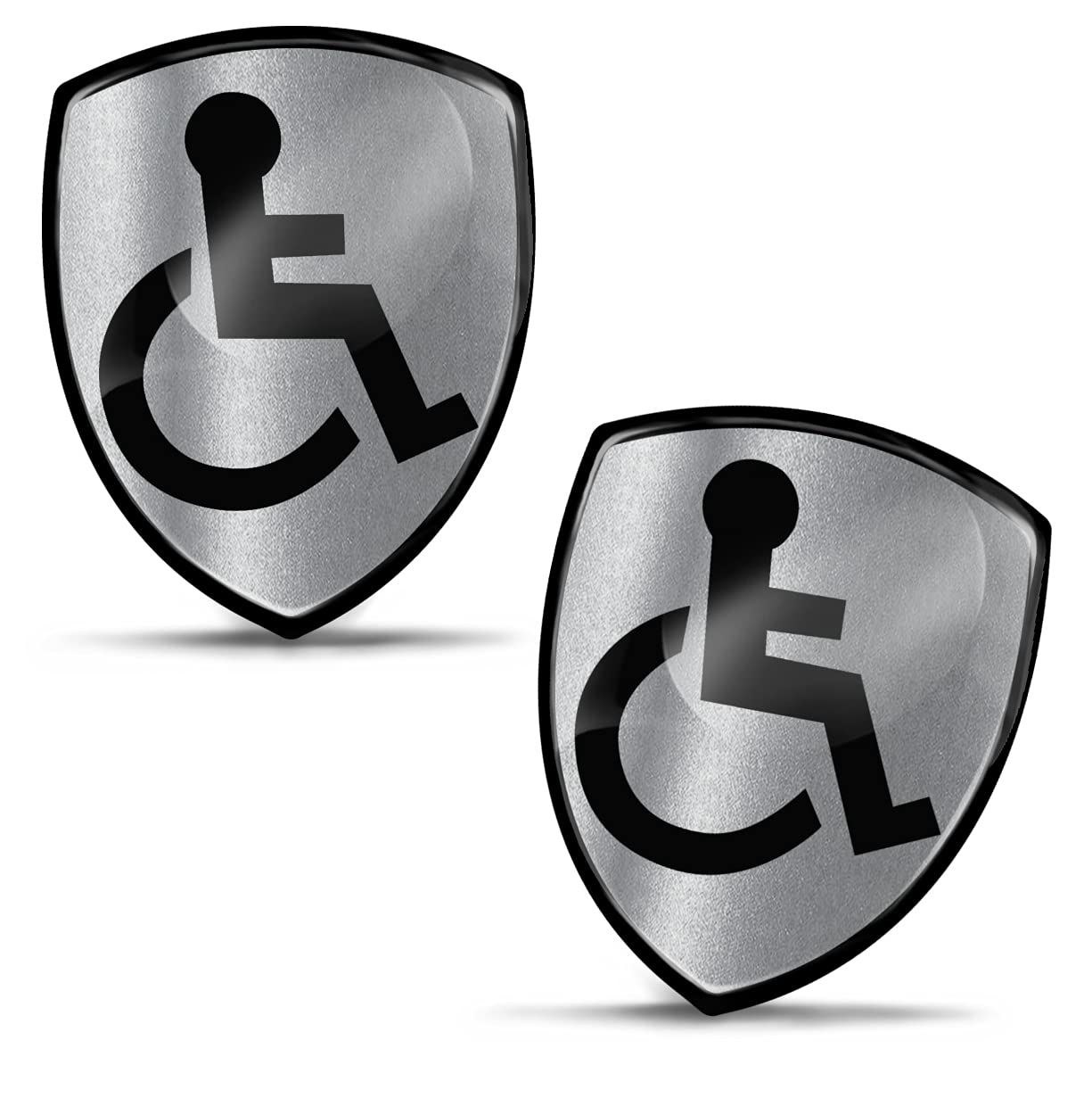 Biomar Labs® 2 x Aufkleber 3D Gel Silikon Behindert Disabled Symbol Logo Rollstuhl Rollstuhlfahrer Schild Silber Sticker Autoaufkleber Auto Motorrad Fahrrad Fenster Tür KS 135 von Biomar Labs