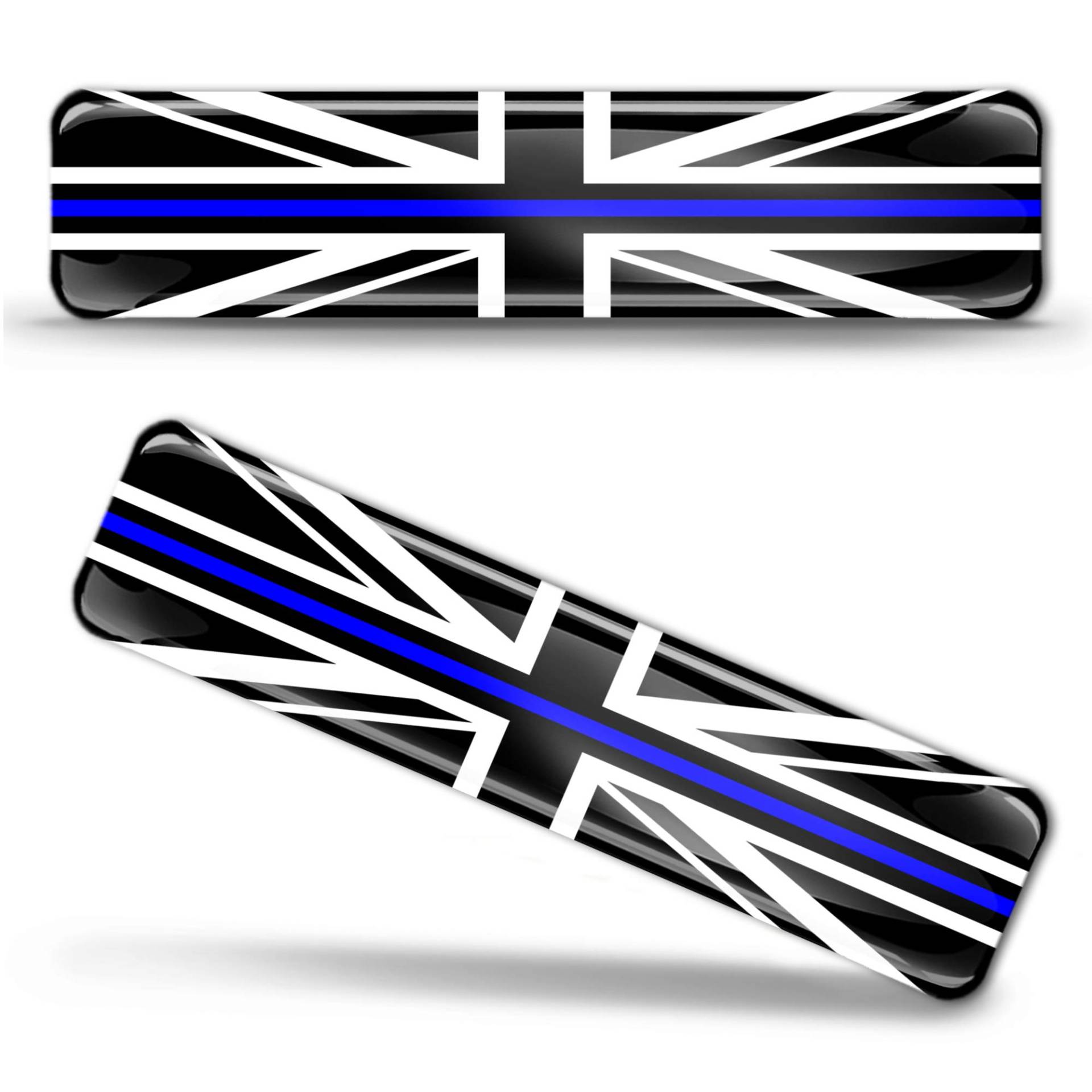 Biomar Labs® 2 x Aufkleber 3D Gel Silikon Stickers Grossbritannien England UK GB Union Jack Thin Blue Line Police Flag Dünne Blaue Linie Polizei Flagge Fahne Autoaufkleber F 64 von Biomar Labs