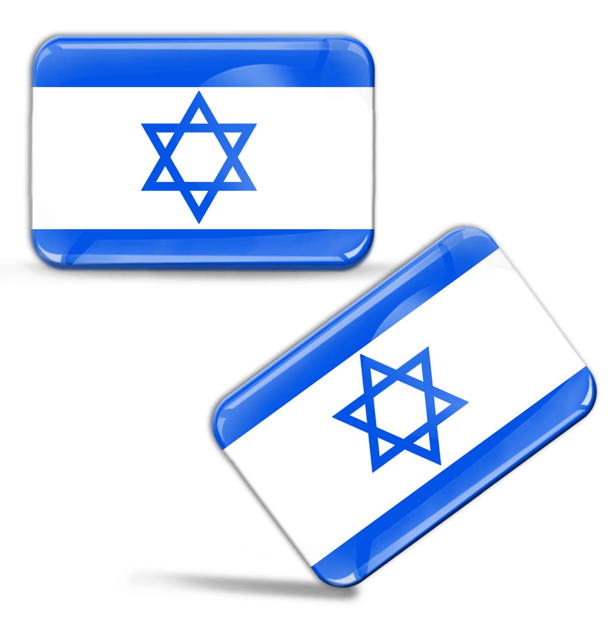 Biomar Labs® 2 x Aufkleber 3D Gel Silikon Stickers Israelische Flagge Nationalflagge Israel Juden Fahne Davidstern Judisch Flag Auto Motorrad Fahrrad Fenster Tür PC Tablet Laptop F 78 von Biomar Labs
