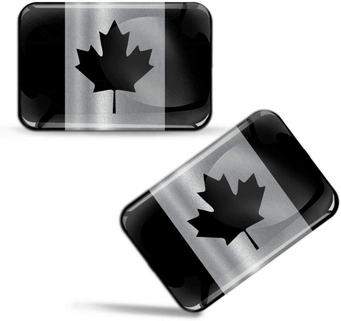 Biomar Labs® 2 x Aufkleber 3D Gel Silikon Stickers Schwarz Silber Ahornblatt Canada Kanadische Kanada Flagge Fahne Autoaufkleber F 129 von Biomar Labs