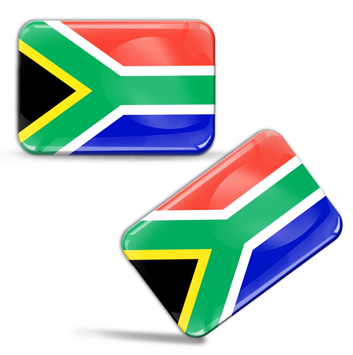 Biomar Labs® 2 x Aufkleber 3D Gel Silikon Stickers Südafrikanische Flagge Südafrika African Fahne South Africa Nationalflagge Flag ZA Auto Motorrad Fahrrad Fenster Tür PC Tablet Laptop F 76 von Biomar Labs