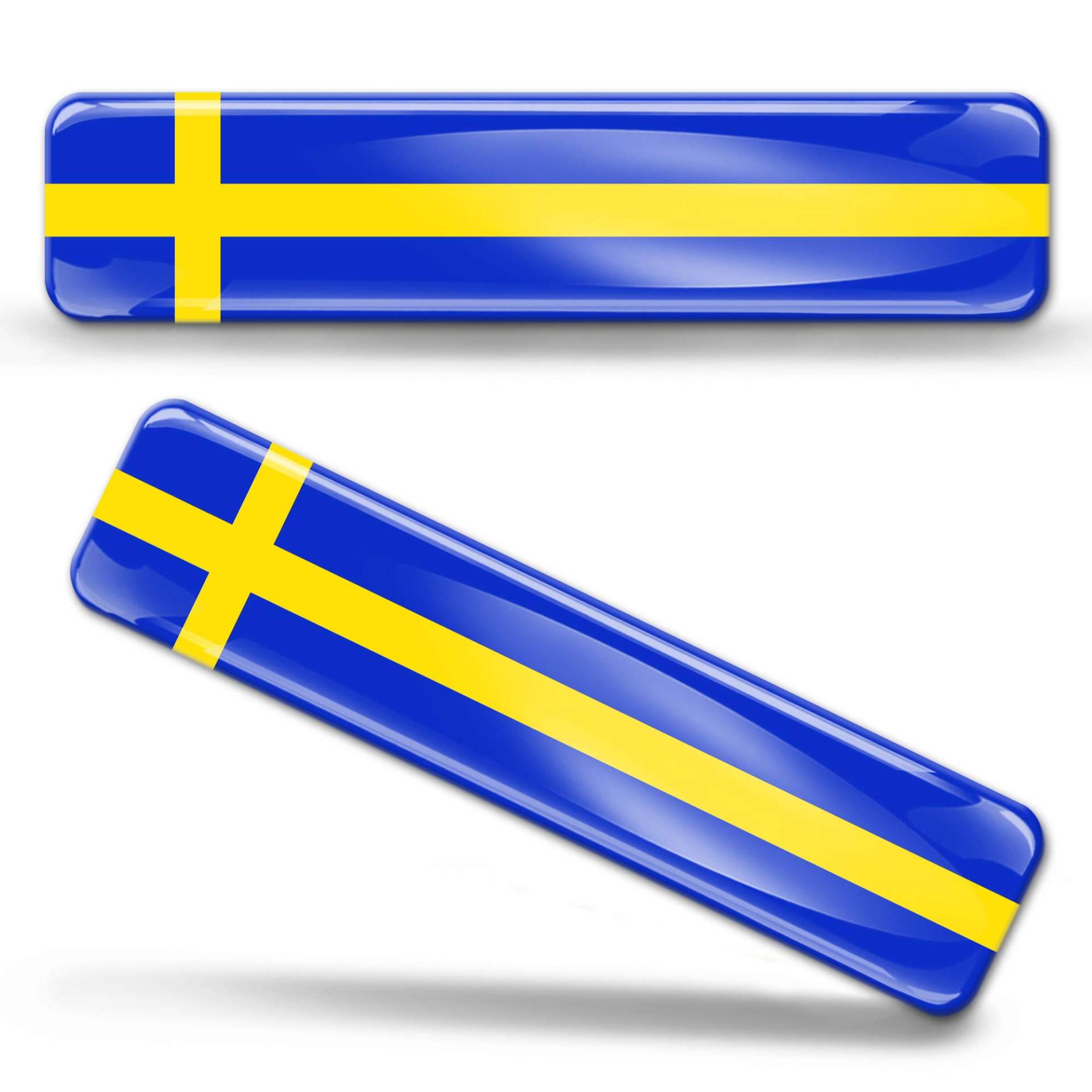 Biomar Labs® 2 x Aufkleber 3D Gel Silikon Stickers Sweden Flag Schweden Schwedische Flagge Fahne Autoaufkleber F 22 von Biomar Labs