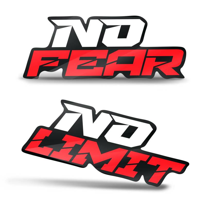Biomar Labs® 2 x Autoaufkleber Vinyl Aufkleber für Auto Moto Motorrad Fahrrad Helm Fenster Tuning No Fear No Limit Rot B 21 von Biomar Labs