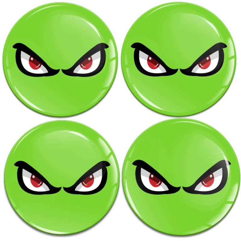 Biomar Labs® 4 x 55mm Aufkleber 3D Silikon Augen No Fear Grün Für Radkappen Nabenkappen Radnabendeckel Rad-Aufkleber Nabendeckel A 3855 von Biomar Labs