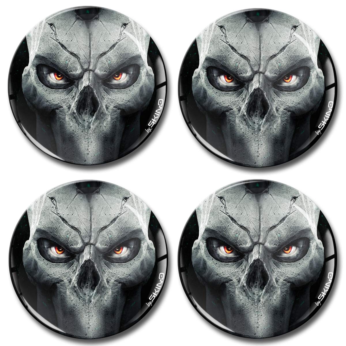 Biomar Labs® 4 x 55mm Aufkleber 3D Silikon Totenkopf Schädel Für Radkappen Nabenkappen Radnabendeckel Rad-Aufkleber Nabendeckel A 1655 Z* von Biomar Labs