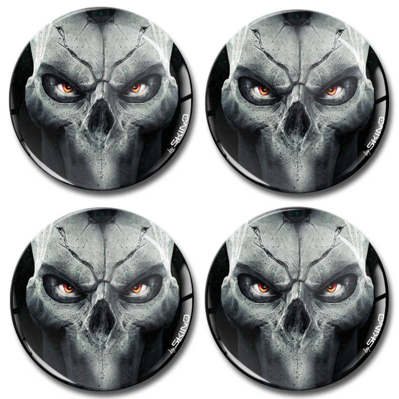 Biomar Labs® 4 x 55mm Aufkleber 3D Silikon Totenkopf Schädel Für Radkappen Nabenkappen Radnabendeckel Rad-Aufkleber Nabendeckel A 1655 Z* von Biomar Labs