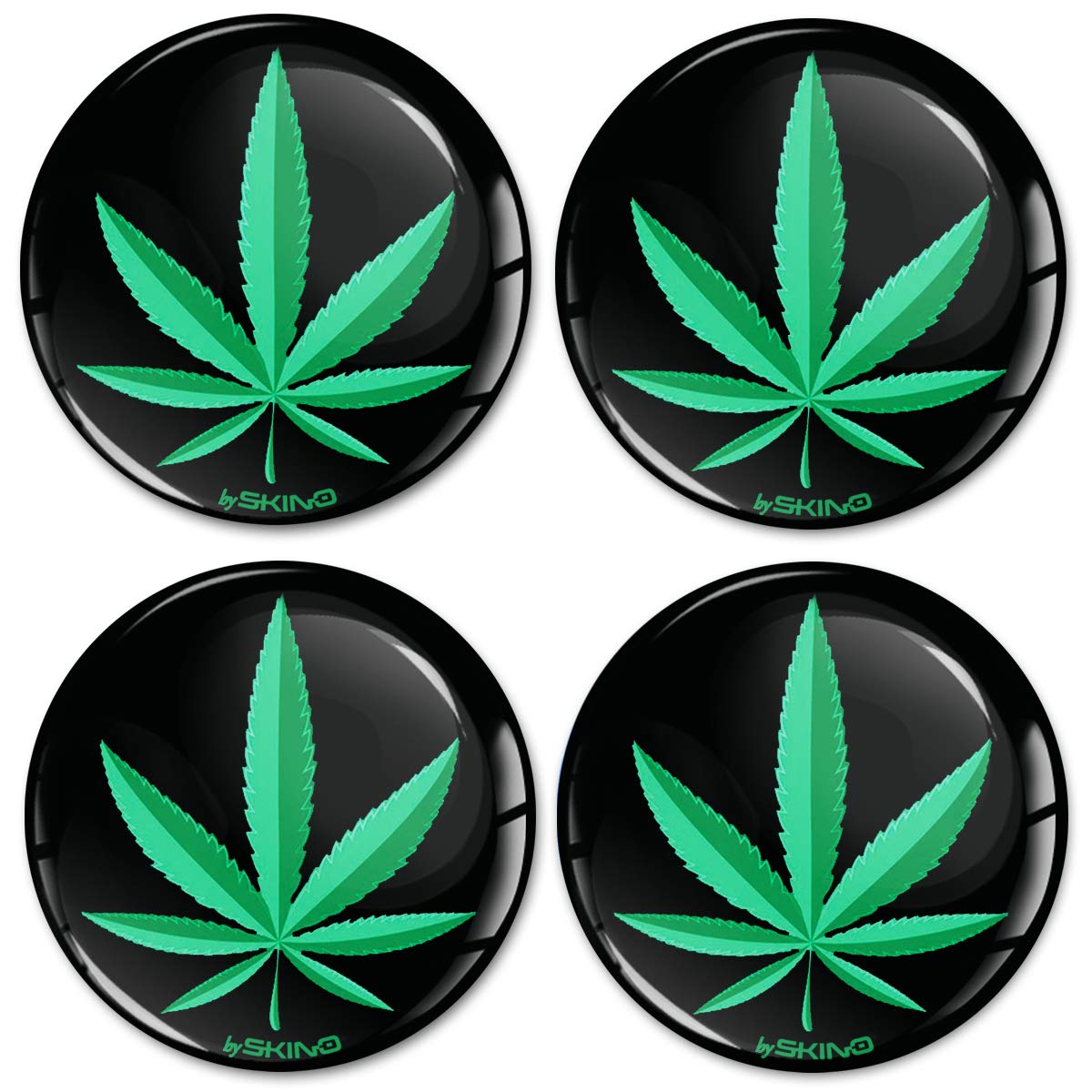 Biomar Labs 4 x 60mm Aufkleber 3D Silikon Marijuana Marihuana Blatt Weed Hemp Cannabis Für Radkappen Nabenkappen Radnabendeckel Rad-Aufkleber Nabendeckel A 560 Z* von Biomar Labs