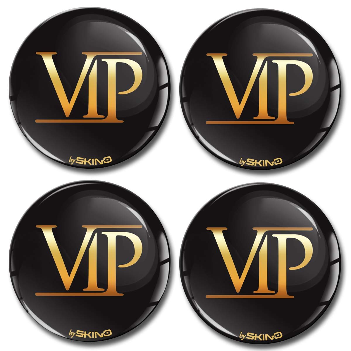 Biomar Labs® 4 x 70mm Aufkleber 3D Silikon VIP Für Radkappen Nabenkappen Radnabendeckel Rad-Aufkleber Nabendeckel A 5070 Z* von Biomar Labs