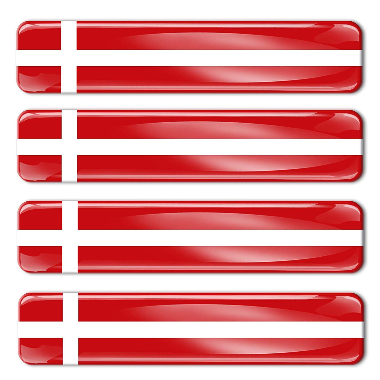 Biomar Labs® 4 x Aufkleber 3D Gel Silikon Stickers Denmark Dänemark Dänische Flagge Fahne Flag Autoaufkleber F 6 von Biomar Labs