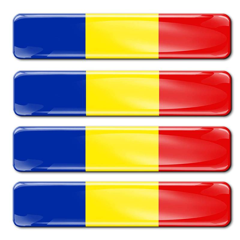 Biomar Labs® 4 x Aufkleber 3D Gel Silikon Stickers Rumänien Romania Rumänische Flagge Fahne Flag Autoaufkleber F 18 von Biomar Labs