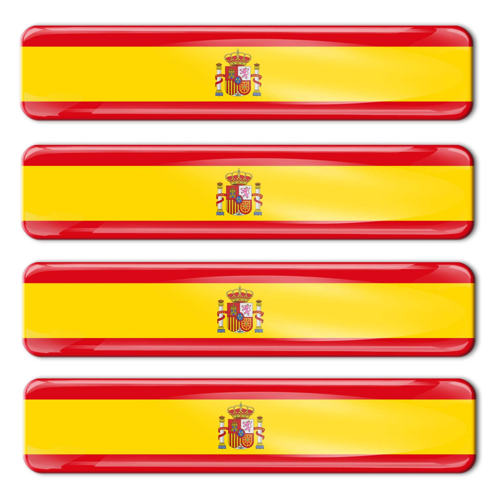 Biomar Labs® 4 x Aufkleber 3D Gel Silikon Stickers Spanien Spain Spanische Flagge Fahne Flag Autoaufkleber F 21 von Biomar Labs