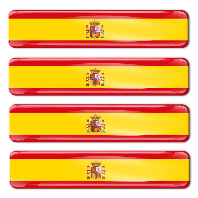 Biomar Labs® 4 x Aufkleber 3D Gel Silikon Stickers Spanien Spain Spanische Flagge Fahne Flag Autoaufkleber F 21 von Biomar Labs