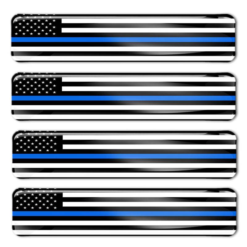 Biomar Labs® 4 x Aufkleber 3D Gel Silikon Stickers USA Amerika Thin Blue Line Flag America Dünne Blaue Linie Polizei Flagge Fahne Autoaufkleber F 59 von Biomar Labs